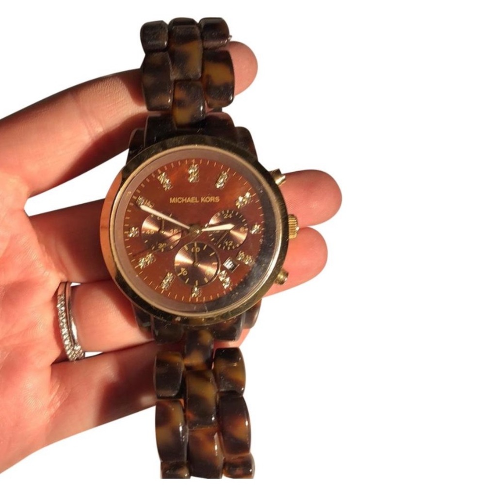 Michael Kors Gold & Tortoiseshell Watch (working)